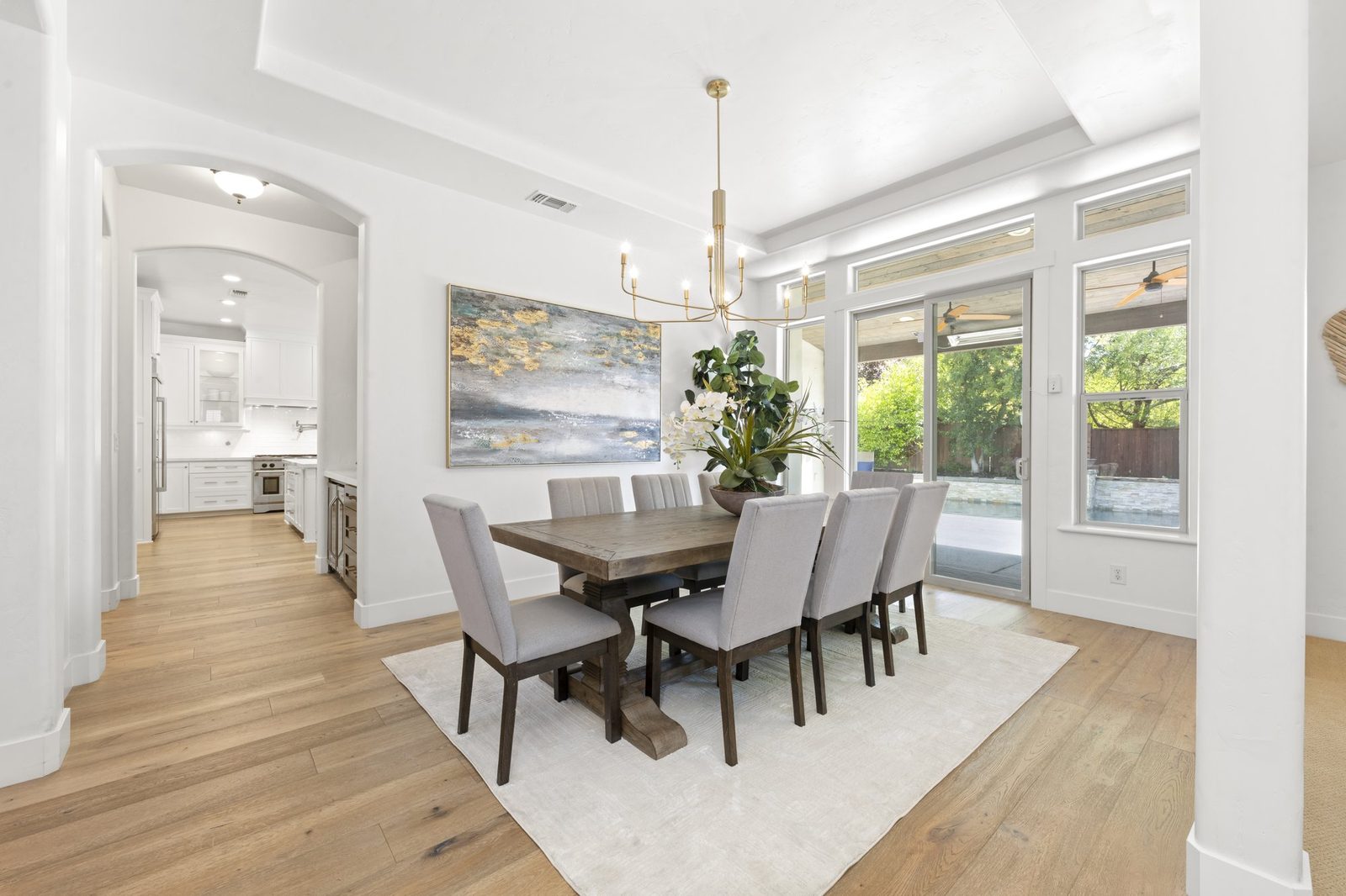 The dining room, looking through to the kitchen